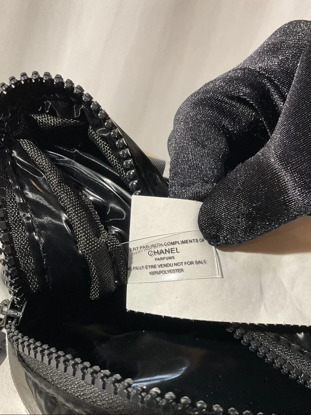 CHANEL Makeup GWP Mini Puffy Black Shiny Tote